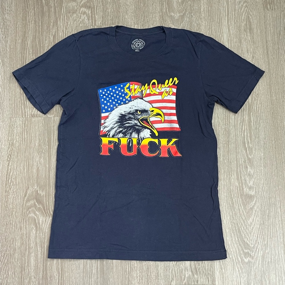 “Stay Queer As F***” AF American Eagle T-Shirt Navy Sz. S